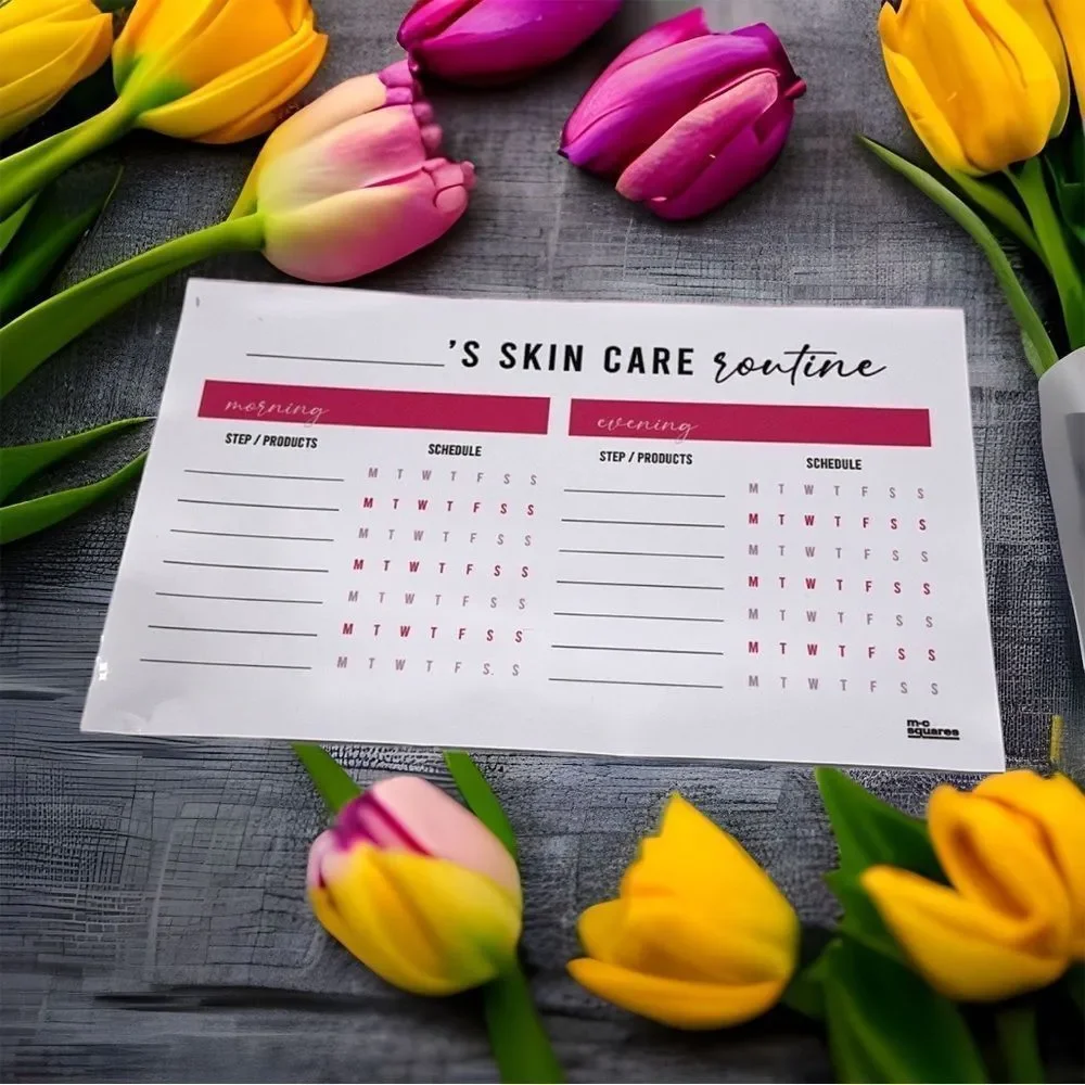 NWT M.C. squares SKIN CARE ROUTINE Reusable adhesive white board
